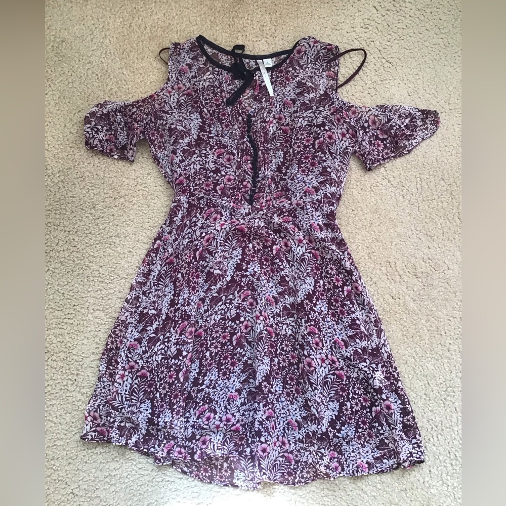 LC Lauren Conrad Burgundy Floral Dress